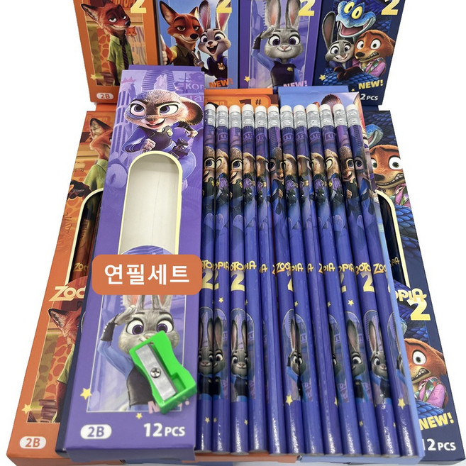 미친 동물 도시 굿즈 주디 닉 2b 연필세트 초등 여아 선물 헌트릭스 생일선물 학용품, 12개, 토끼 순경