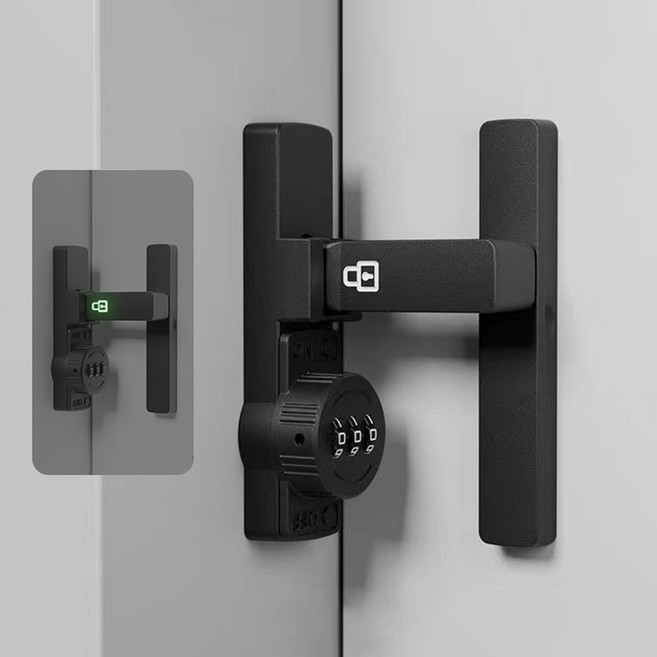 슈퍼인 야광 무타공 비밀번호 서랍잠금장치 멀티 미닫이 보조잠금장치, 1개, 직각형