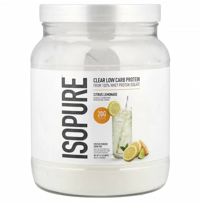 Isopure 클리어 저탄수화물 프로틴 파우더 시트러스 레모네이드 400g(14.1oz) Isopure (이소퓨어), Isopure, 클리어 저탄수화물 프로틴 파우더, 시트, 400g, 1개 - 쿠팡