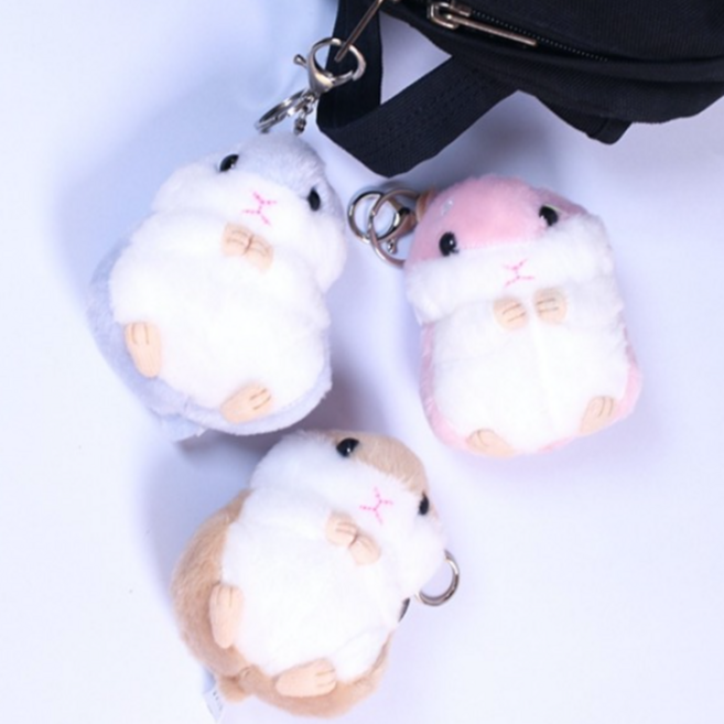 아이데이 귀여운 햄스터 동물 인형 키링 햄토리 햄찌 열쇠 고리 가방 악세사리 자동차 키홀더 11cm, 브라운, 1개