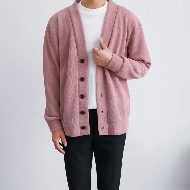 더베이직샵 오버핏 두께감 UP 골지 브이넥 베이직 니트 기본 가디건