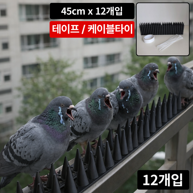 케이비지리테일 다쪼차 비둘기 퇴치 스파이크 재방문률0%, 1개, 블랙 12p