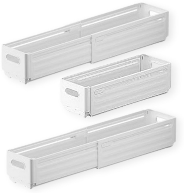 찬란한리빙 길이조절 서랍 정리함 확장형 다용도 주방 수납함, 3개, 화이트