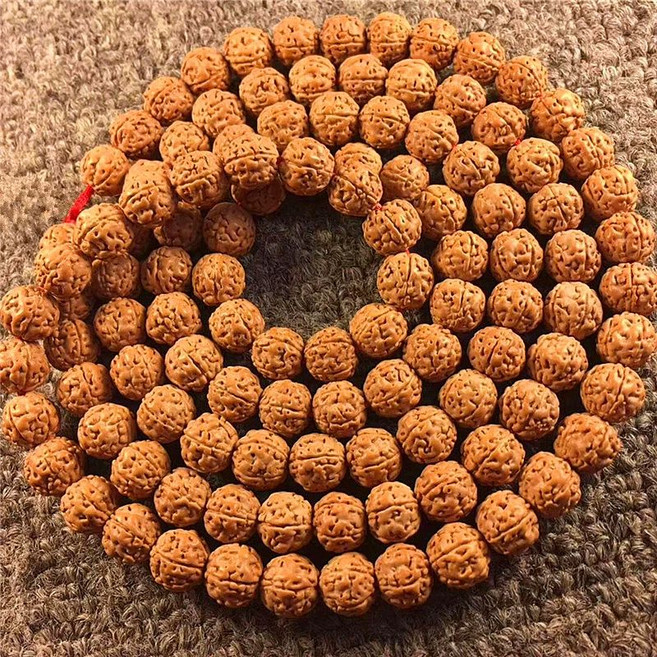 보리수 108염주 목걸이 열매 단주 네팔 불교용품, 11mm, 1개, 5잎 풀피치 더블 드래곤 패턴 108개