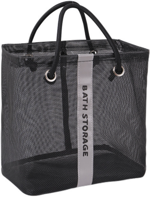 조온하루 메쉬 물빠짐 접이식 목욕가방 목욕바구니, 블랙