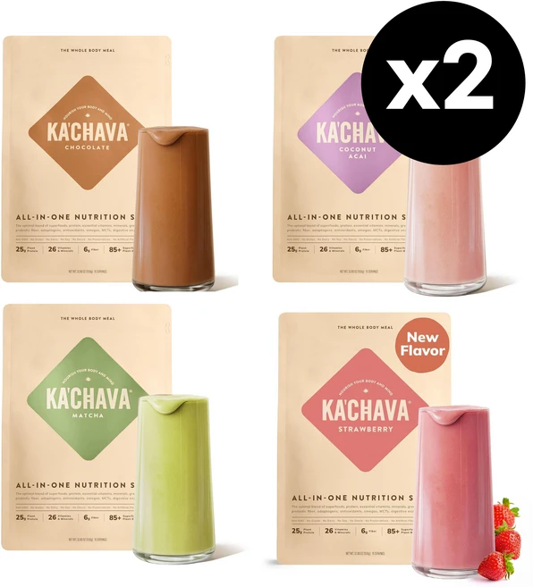 KaChava 카차바 올인원 단백질 쉐이크 930g x2팩 맛선택 식물성 뉴트리션 프로틴 선식 초콜릿 바닐라 딸기, 05_차이맛, 02_딸기맛 - 쿠팡