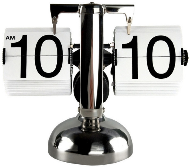 復古翻頁鐘 天平翻頁鐘 自動翻頁時鐘, 白色