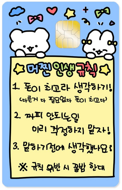 하찮은 머찐규칙 카드스티커 카드커버스티커 신용카드 기후동행카드 토스카드 교통카드 카드스킨 카드리폼 카드꾸미기, 교통카드형, 하찮은 돈