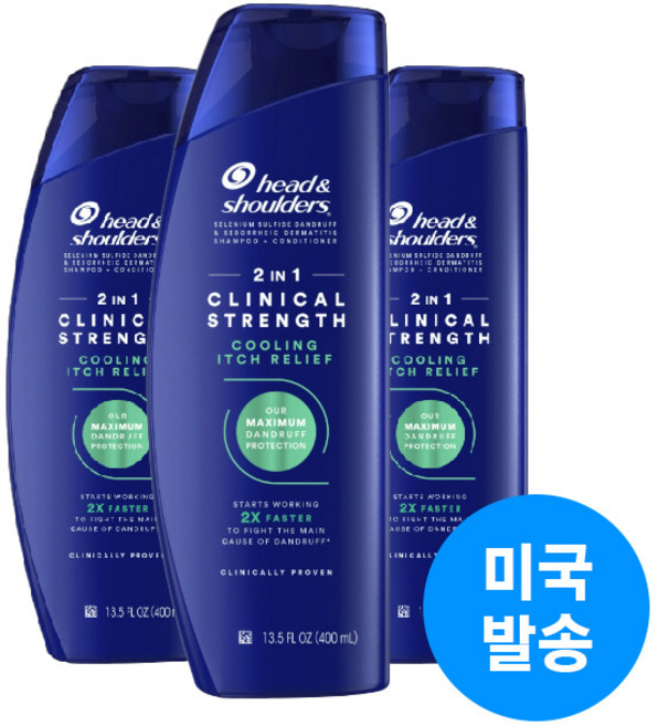 [미국발송]헤드앤숄더 클리니컬 스트랭스 * 2 in 1 * 쿨링 이치 릴리프, 3개