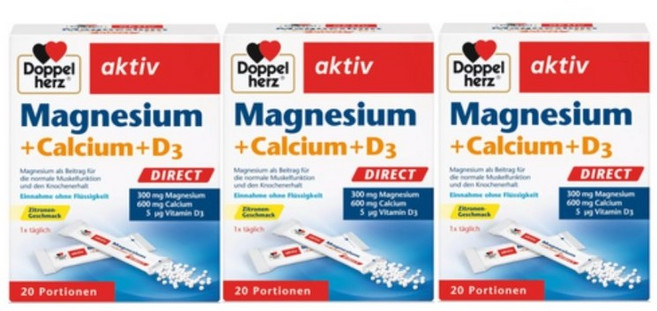 도펠헤르츠 액티브 마그네슘 300mg + 칼슘 600mg D3 5mcg, 20회분, 3개
