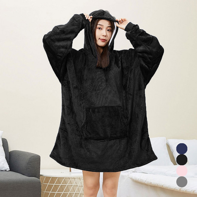슈비리아 캠핑담요 양털 후드 입는담요