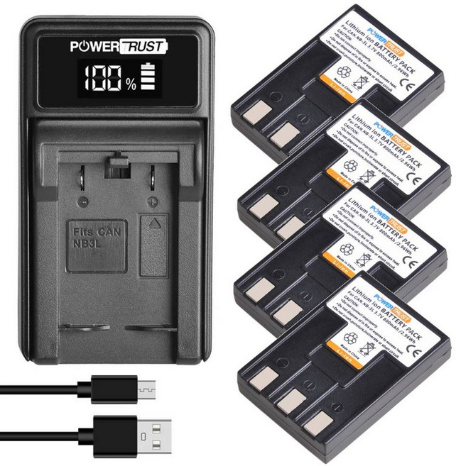 파워샷 SD10SD100SD110SD20SD500SD550 디지털 IXUS 700750i5 디지털 3030a 용 파워트러스트 NB-3L 배터리 및 충전기, 04 4 Battery 1 Charger, 4) 4 Battery 1 Charger, 한개옵션1