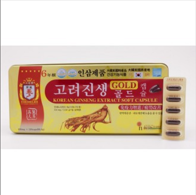 6년근 고려인삼을 담은 진생 골드 캡슐 간편한 활력 충전, 2개, 120정
