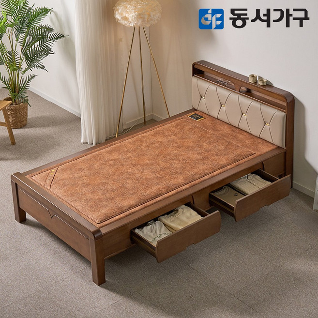 동서가구 가죽 수납형 황토볼 S 흙침대 DF645668, 엔틱