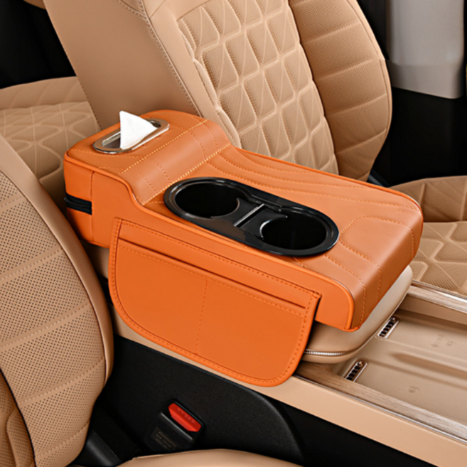 알뜰살림 2세대 와이드 자동차 팔걸이 쿠션 콘솔쿠션, 오렌지, 1개