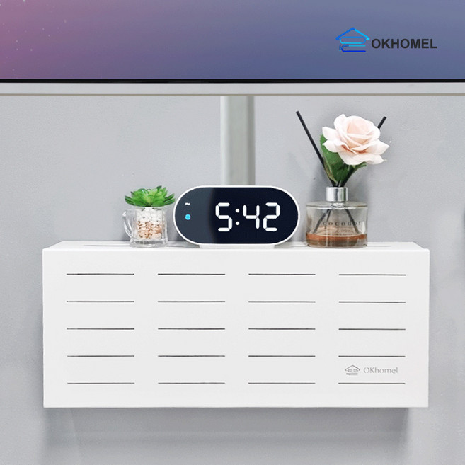 셋탑박스 숨기기 벽 콘센트 가리개 벽걸이티비선정리 콘센트커버 공유기정리함, 포켓박스 모던화이트, 소형 50cm, 1개