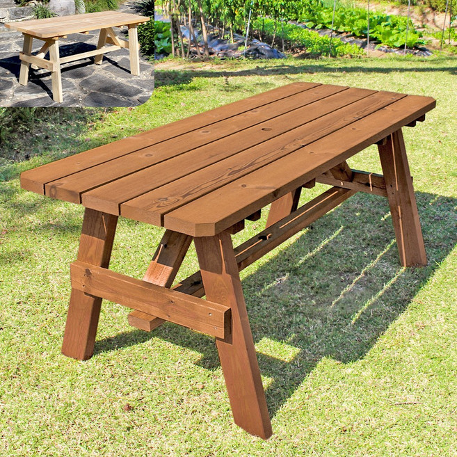 숲에온 야외용테이블 원목 식탁 편의점 테라스 옥상 데크 4인 [9시 오전출고], 도토리색