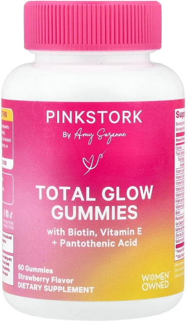 Pink Stork Total Glow Gummies Strawberry 60 Gummies, Pink Stork, Total Glow Gummies, 1개 - 쿠팡