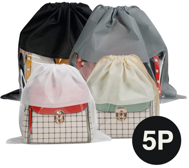 선진물산 가방 더스트백 명품가방 부직포 주머니, 5개, 베이지