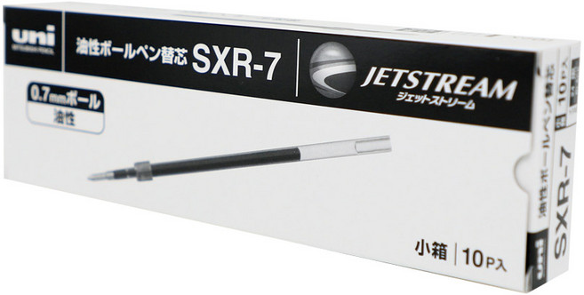 미쓰비시 유니볼 제트스트림 단색 리필 0.7mm 1갑, 10개, 블랙