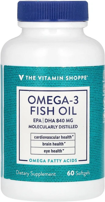 The Vitamin Shoppe 오메가3 피쉬 오일 소프트젤 60정 Shoppe (더 비타민 샵), 840 mg, 1개 - 쿠팡