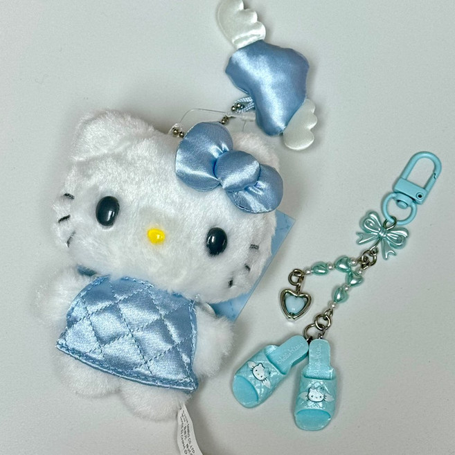 일본 정품 산리오 헬로키티 퀼팅 키링 마스코트 인형