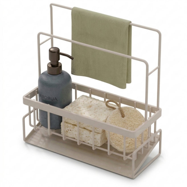 러슈브 싱크대 물빠짐 수세미 거치대, 1개, 화이트