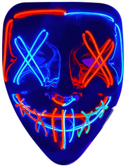로모주 할로윈 LED 마스크 코스튬 빌런 인싸템 파티용 가면 연말 파티, 1개, 레드블루