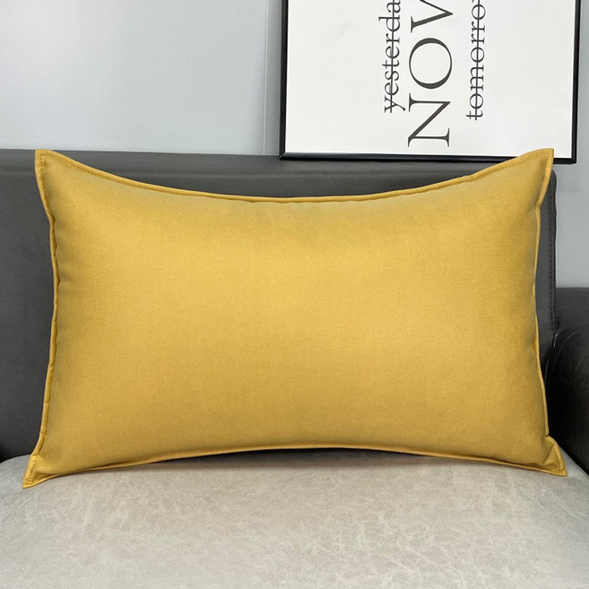 CNTCSM 직사각 테크니컬 천 쿠션 커버 허리 베개 쿠션 소파 거실 라지 베개 침대 머리맡 쿠션 커버 없음, 라이트 디럭스 옐로우(옆선 포함)