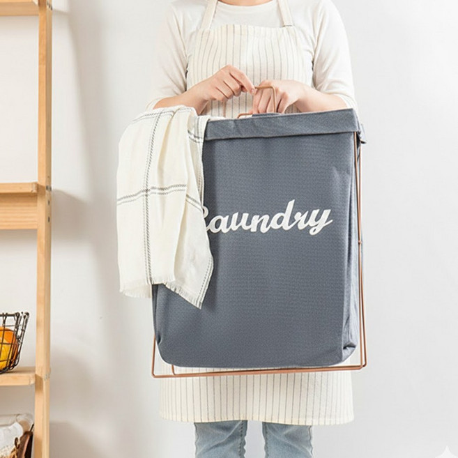 접이식 세탁바구니 패브릭 빨래바구니, 그레이