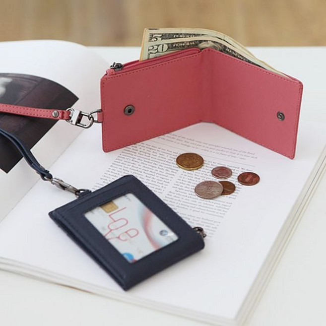 지퍼 선물명함 카드홀더 목걸이형 여밈 교통카드 먼데이 소가죽