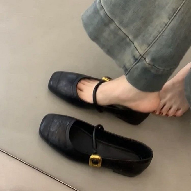 데일리 메리제인 양가죽 플랫슈즈 심플 펌프스 발편한 단화 슬립온