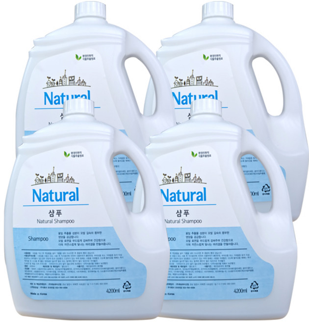 내추럴 샴푸 4.2kg x4개 업소용 호텔용 사우나 대용량, 4개, 4.2L