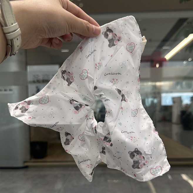 韓系甜美黃色碎花格紋大腸髮圈