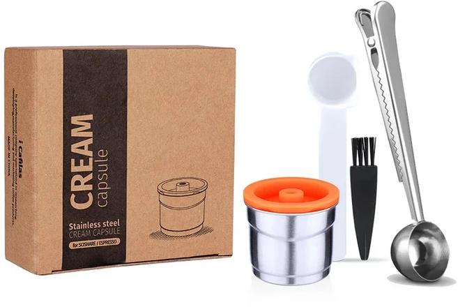 Capsulone 리필 가능 캡슐 포드 illy 커피 머신용 재사용 컵 실리콘 뚜껑이 있는 스테인레스 스틸