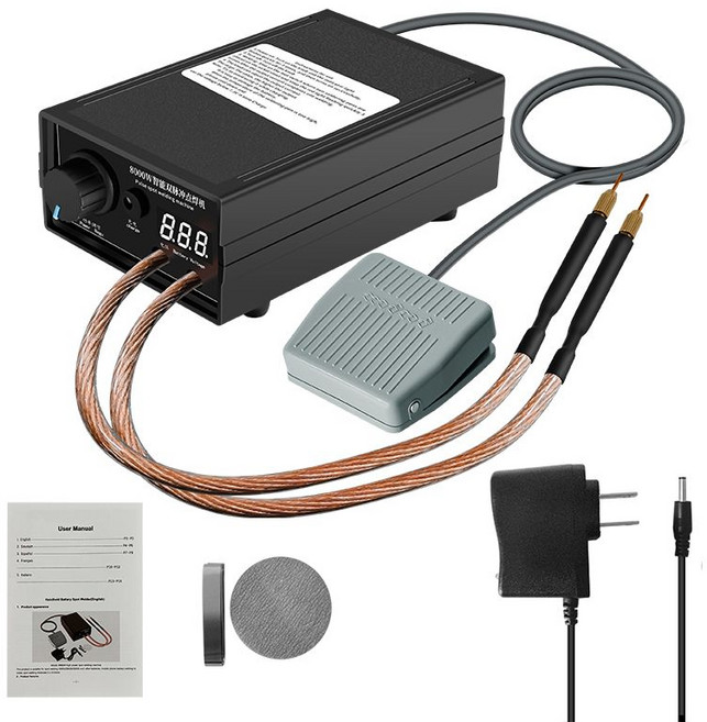 스폿 용접기 스팟 8000W 고전력 키트 DIY 18650 배터리 팩 용접 도구 0.10.3mm 니켈 용 휴대용 펜 공구, 1) EU 풋패달, 1개