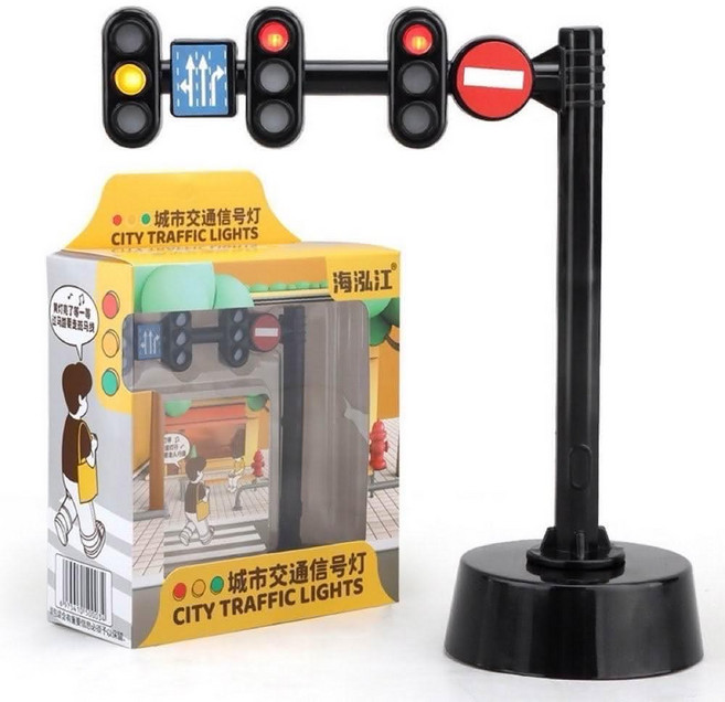 海泓江 兒童交通號誌燈玩具 模擬紅綠燈模型 交通規則學習教具, 黑色, 1個