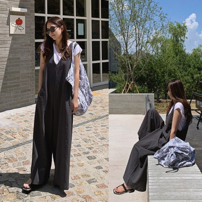 더옷장 오버로빈 린넨와이드점프수트