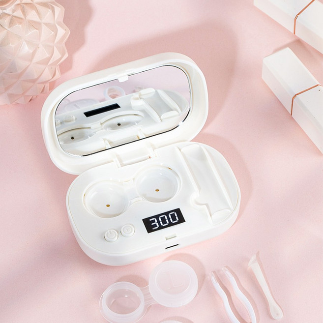 유니콘 무선 UV 살균 듀얼 초음파 렌즈 세척기, 1개, 흰색