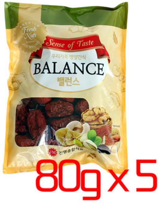 국산 대추 특초 80g 5개 국내산 말린 건대추 (80g x 5봉)