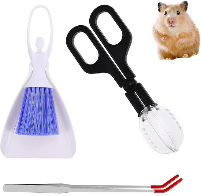 DWJSYXEI Mini Dustpan and Brush Reptile Scoop Feeding Tool Stainless Steel Straight Tweezers and C, 1개, 선택안함