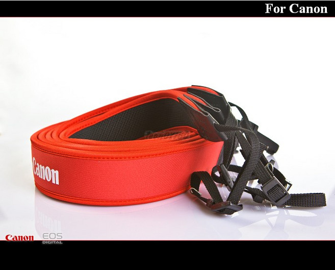 Canon 單眼相機高質感彈力減壓背帶 紅黑兩色可選, 1個, Canon黑白款