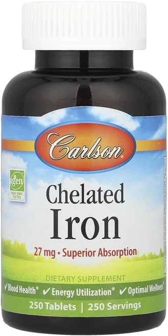 Carlson 킬레이트화 철분 27mg 250정, 1개 - 쿠팡