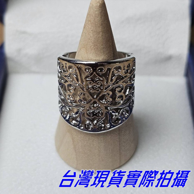 Sun_Plus 尼森06 鏤空花紋戒指 泰銀鍍金開口指環