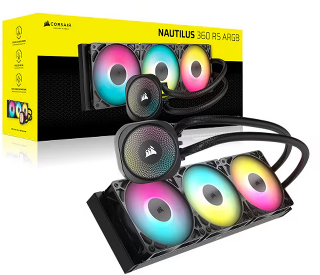 커세어 CORSAIR NAUTILUS 360 RS ARGB (블랙) CPU 수랭쿨러 AIO LIQUID COOLER, 1개