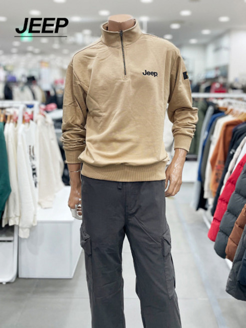 지프 남녀공용 반집업 기본로고 맨투맨(JM5TSU856BR)