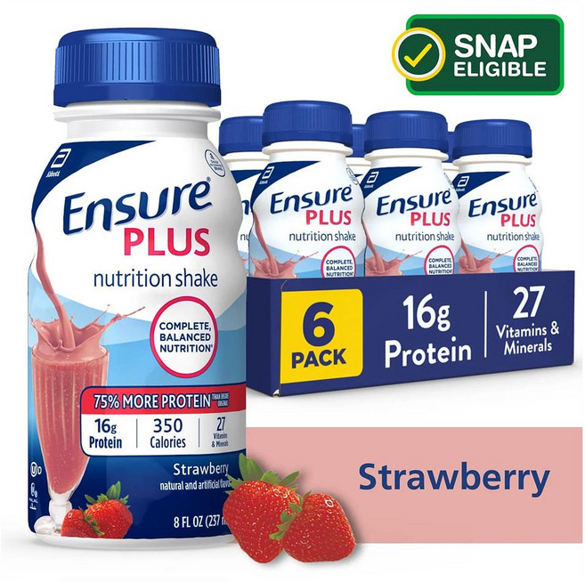 Ensure Plus Nutrition Shake 엔슈어 프로틴 쉐이크 스트로베리 237ml 6개