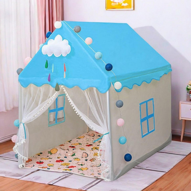 빠른 도착 DIY 텐트 접이식 실내 텐트 장난감텐트 휴대용 14세 이상 놀이 텐트, 블루
