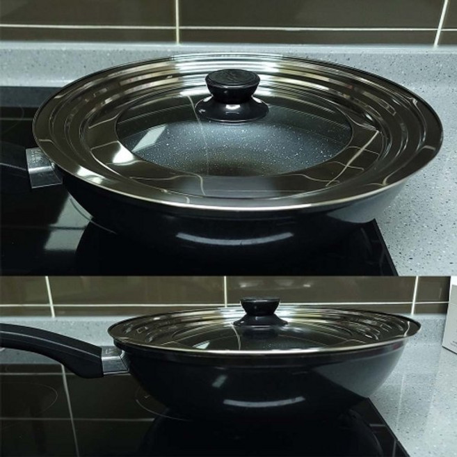 러브송 다용도 스텐 멀티커버 스텐 만능 냄비후라이팬 뚜껑 덮개 중(24~28) 대(28~32) 커버, 1개, 28cm