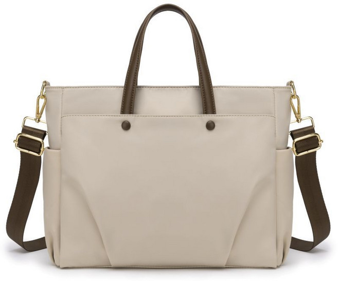 가벼운 숄더 대용량 노트북 가방 크로스 데일리 심플 토트백, 베이지, 1개